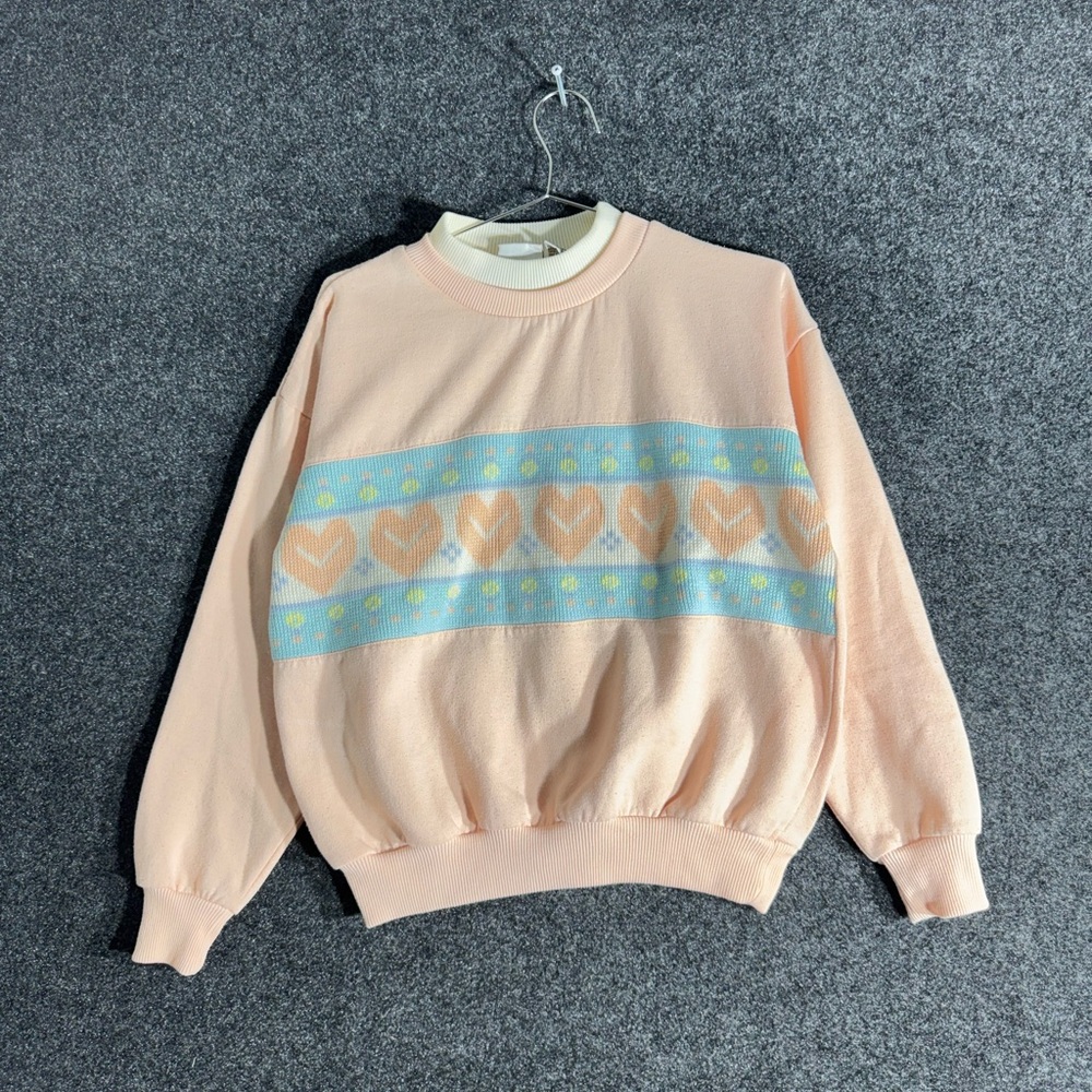 Vintage grandma Peach Heart Pattern Sweater size medium